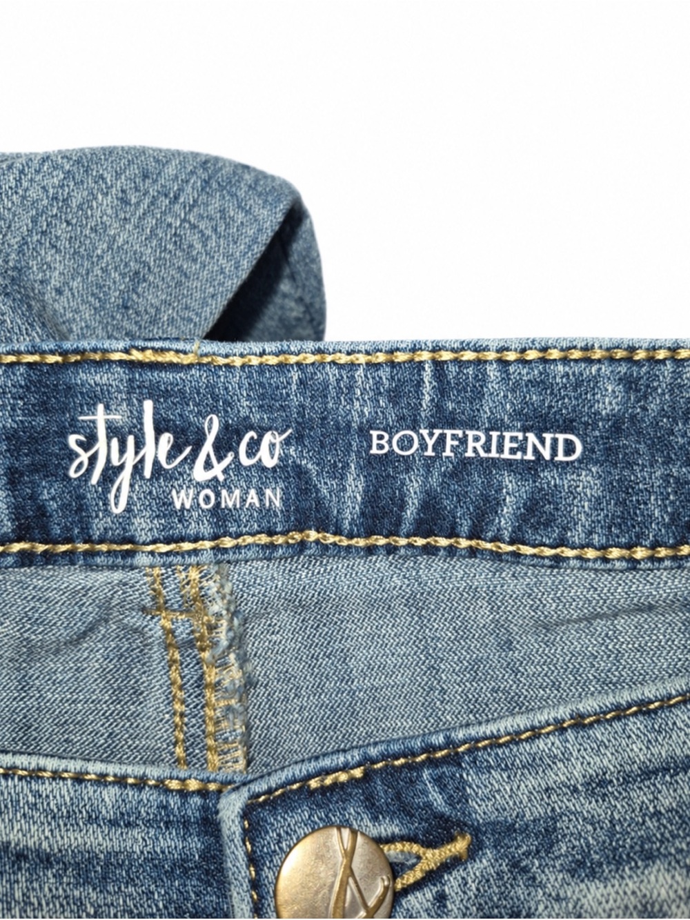 Style & Co Boyfriend Embroidered Straight-Leg Women's Jeans - Blue Sz 12 - Picture 5 of 5